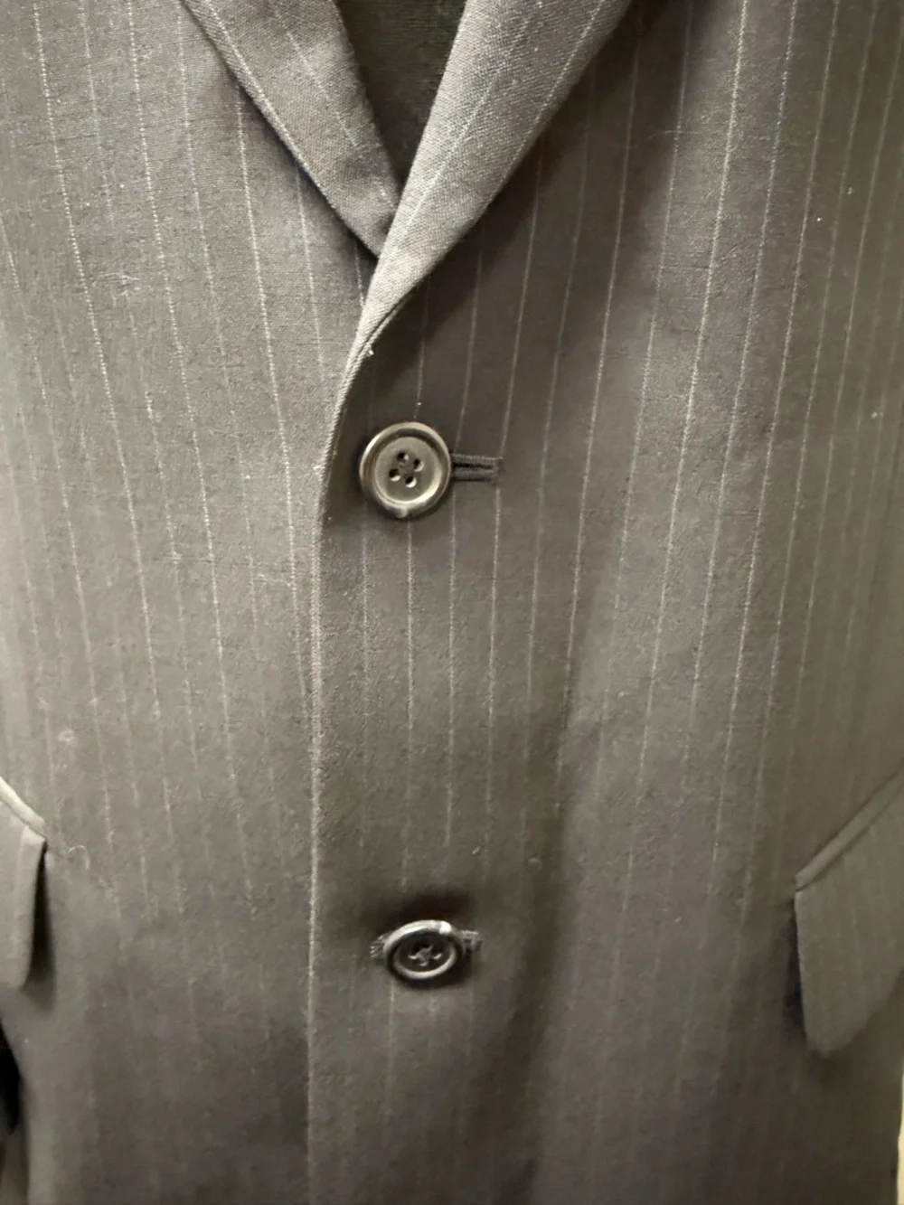 Jos A Bank Black Pinstripe Wool Blazer 42R Classic Business Suit Jacket